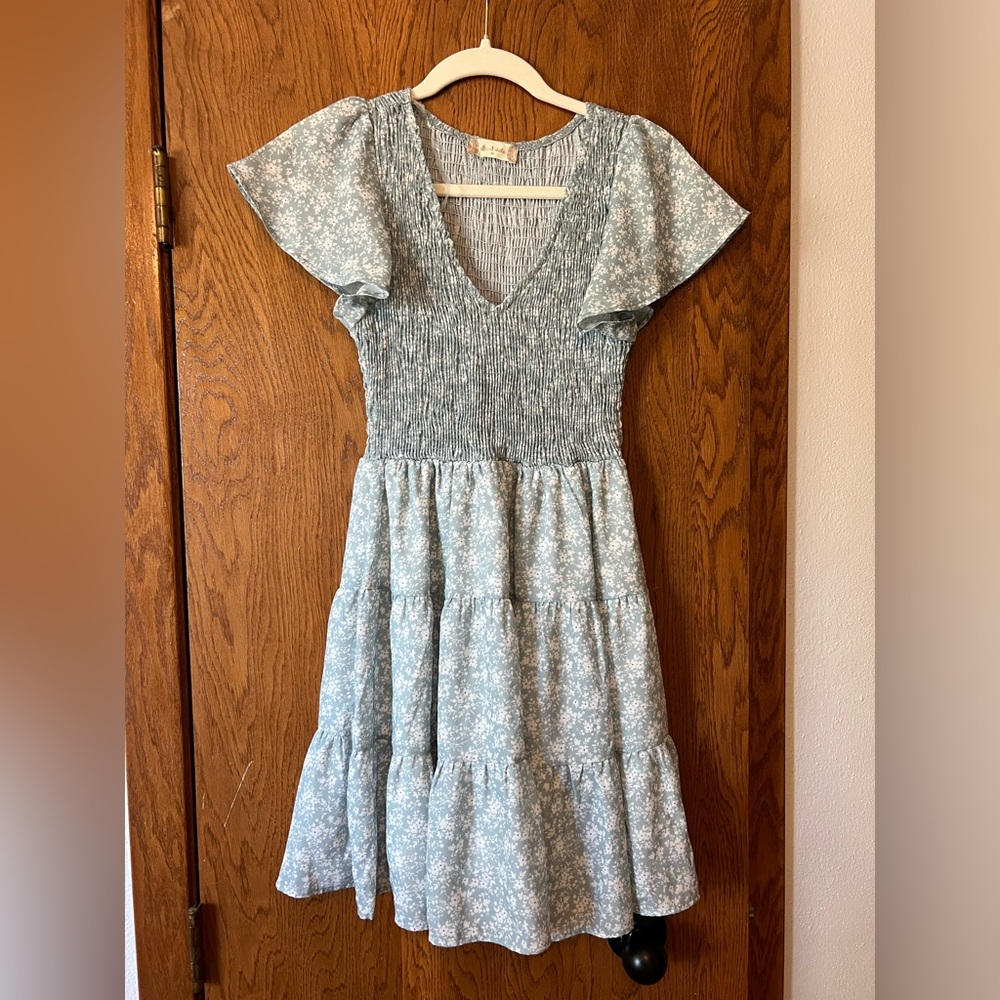 Blue Floral Mini Dress